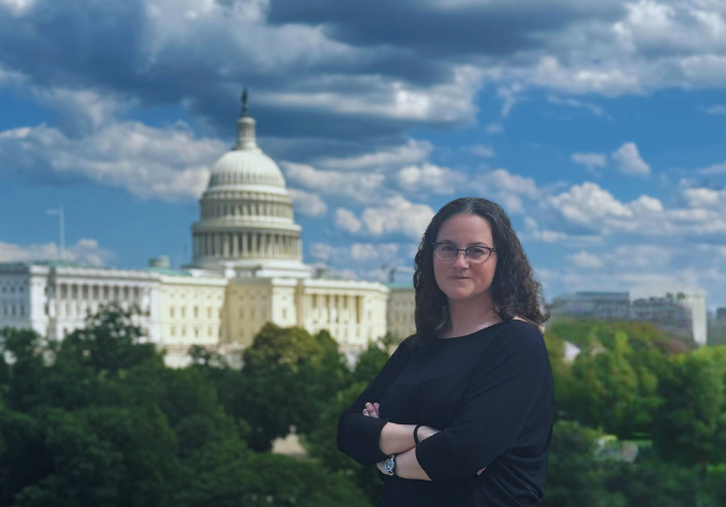 Allison standing in front of the capital building