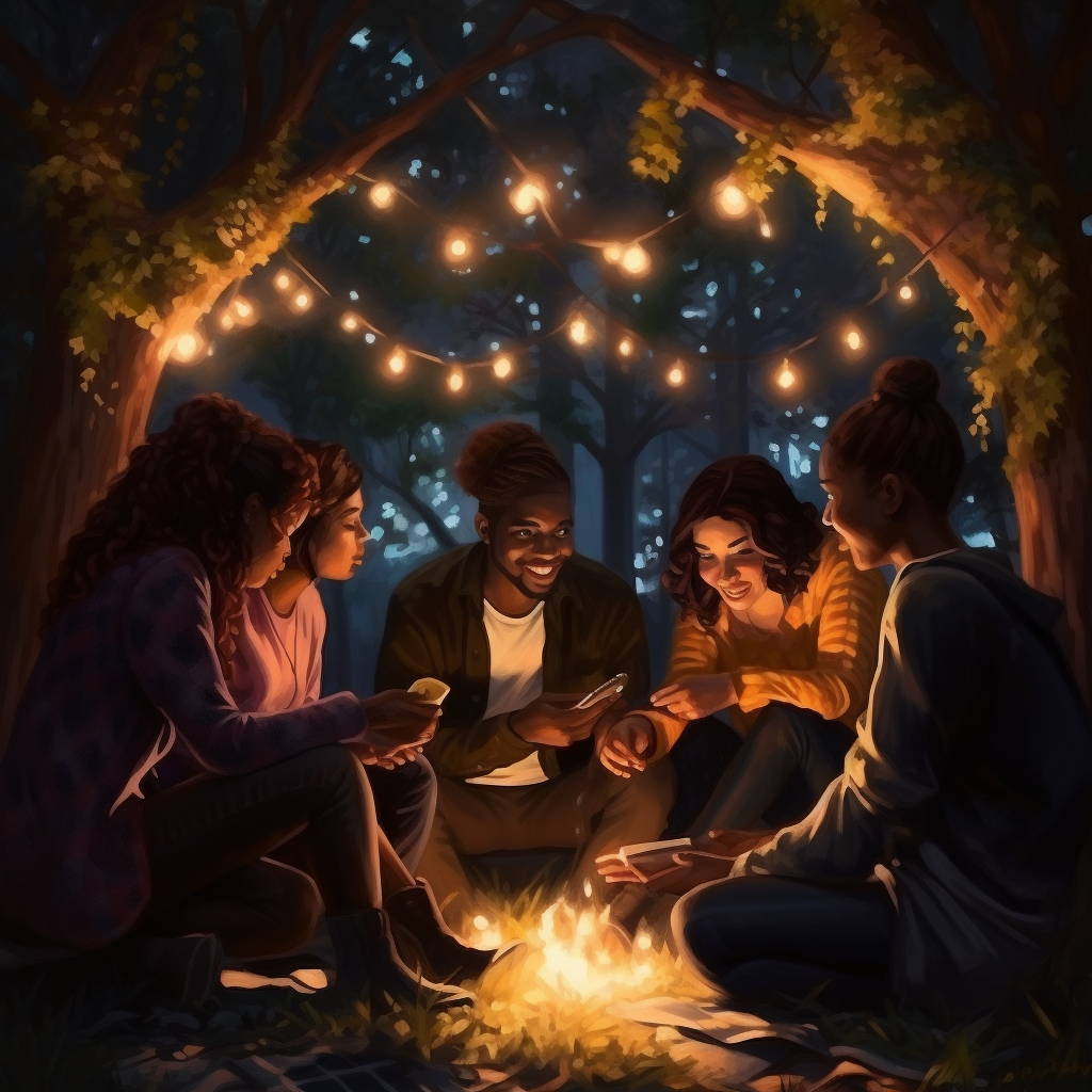 people getting together around a fire getting to know each other