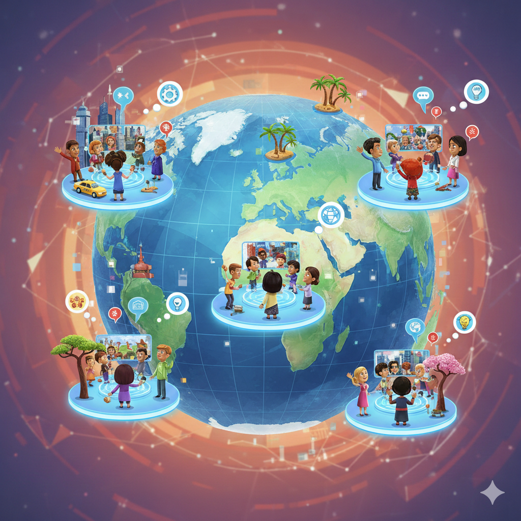 people around the world getting together